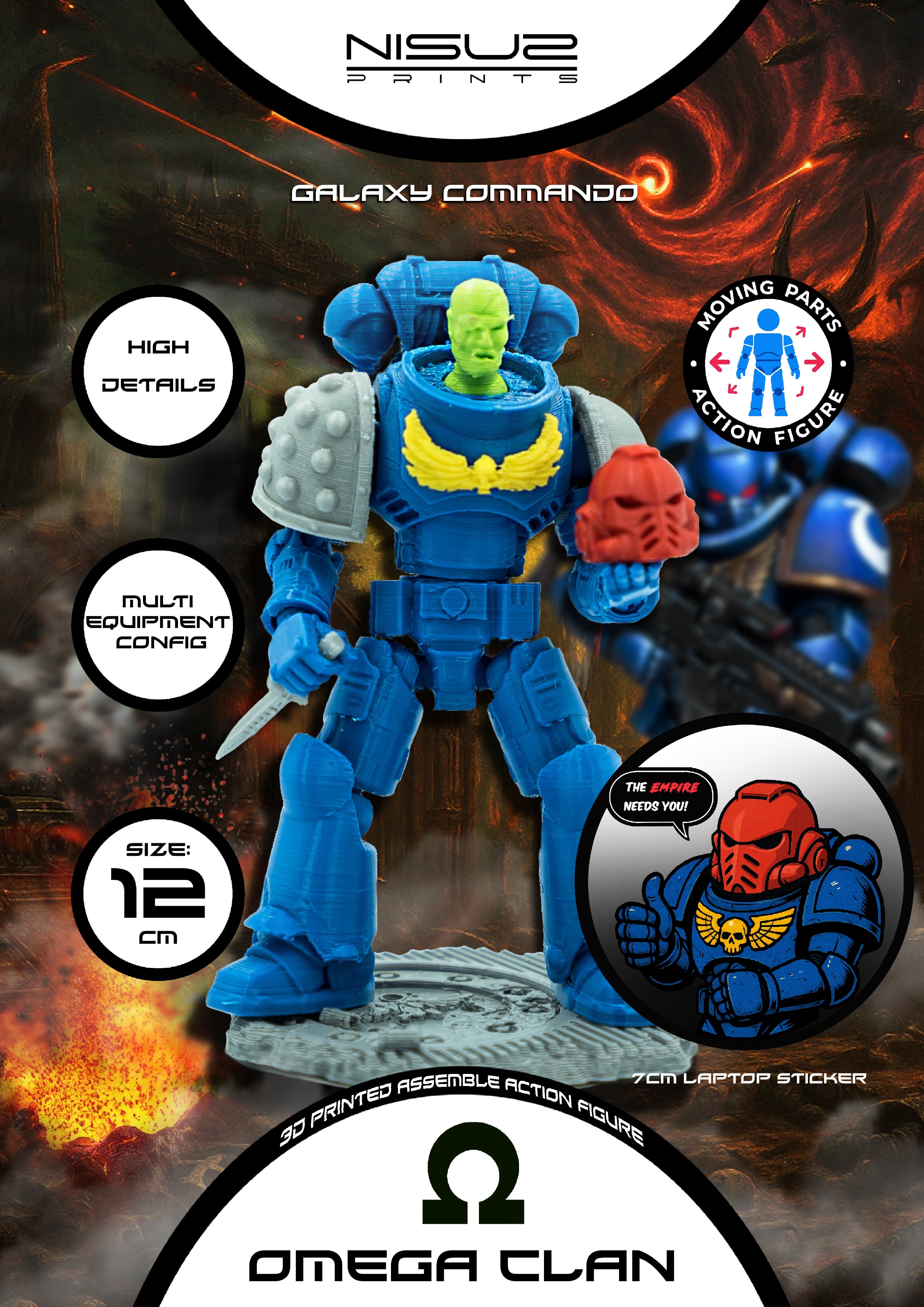 Omega Clan – Galaxy Commando
 Custom 3D Printed Collectible Figure (FDM, PLA)