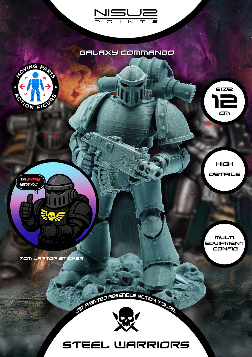 Steel Warriors - Galaxy Commando
 Custom 3D Printed Collectible Figure (FDM, PLA)